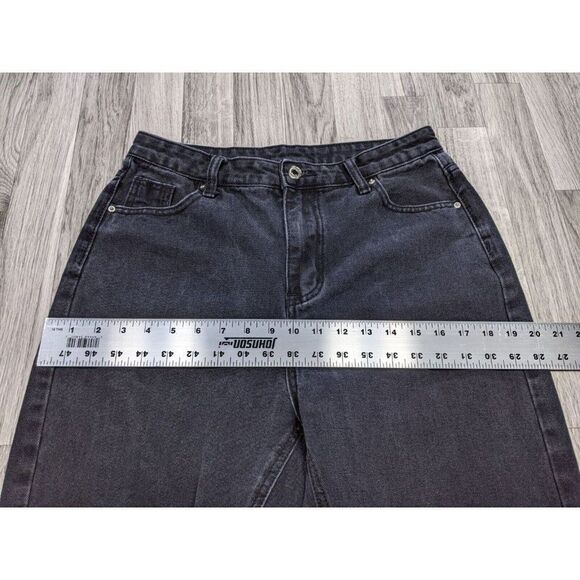 Shein Womens Size Large Pockets Fringe Hem Distressed Black Denim Jeans - Picture 7 of 10